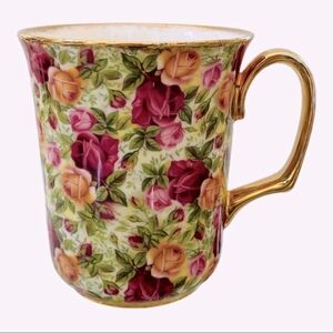 Vintage China Royal Albert Old Country Coffee Mug Roses Mug Rare Gold Tone Cup